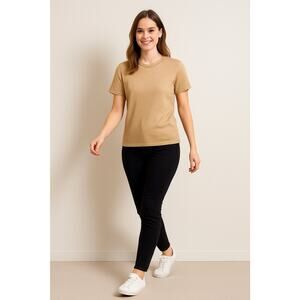 Vintage First Issue Sequin Neck Top Medium Champagne Gold Knit Old Money